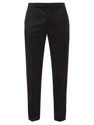 Saint Laurent - Grain De Poudre Tuxedo Trousers - Mens - Black
