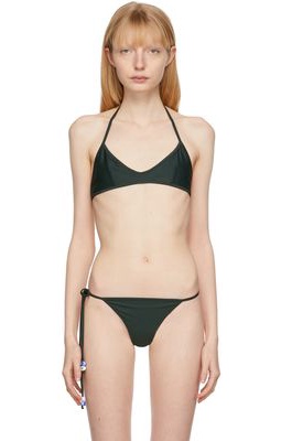 softandwet SSENSE Exclusive Green Halter Beaded Bikini Top