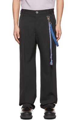 Song for the Mute Black & Blue Loose Pleated Lanyard Trousers