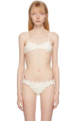 softandwet SSENSE Exclusive Off-White Frilled Bikini Top