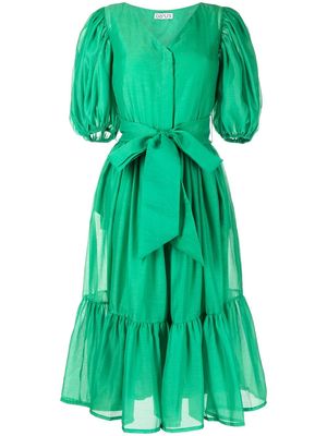 Baruni puff sleeve belted gown - Green