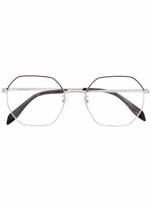 Alexander McQueen Eyewear hexagon-frame eyeglasses - Silver
