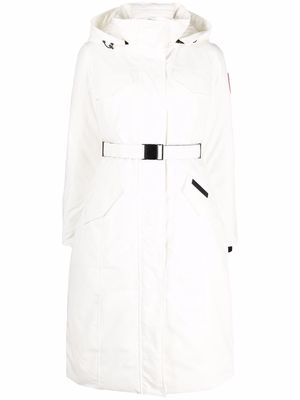 Canada Goose belted longline coat - White