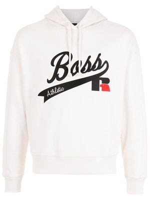 BOSS embroidered-logo drawstring hoodie - White