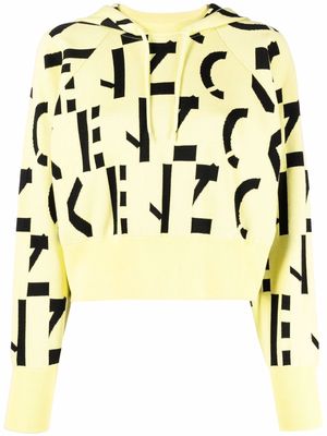 Kenzo graphic logo-print cropped hoodie - Yellow