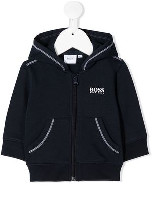BOSS Kidswear zip front hoodie - Blue