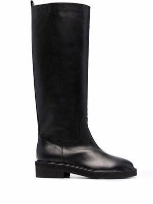 Via Roma 15 round-toe leather boots - Black