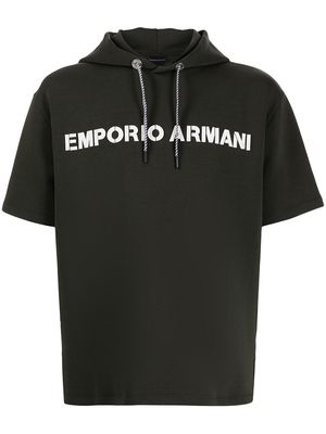 Emporio Armani logo-print short-sleeved hoodie - Green