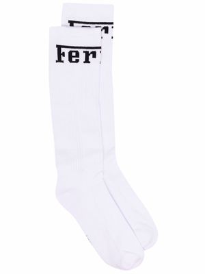 Ferrari logo-knit socks - White