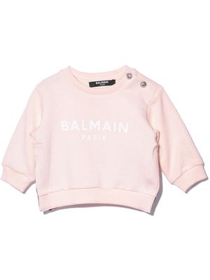 Balmain Kids logo-print cotton sweatshirt - Pink