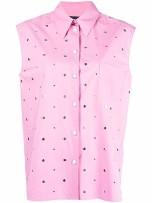 Boutique Moschino stud-embellished sleeveless shirt - Pink