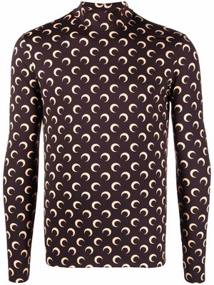 Marine Serre crescent moon-print top - Brown