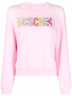 Moschino sequin logo detail sweatshirt - Pink