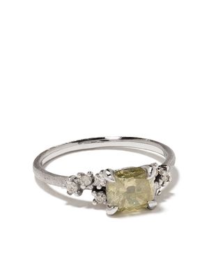 White Bird 18kt white gold diamond Aurore V ring - YELLOW/GREY