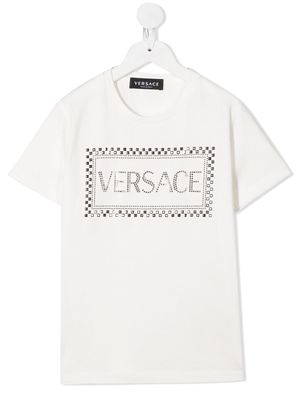Versace Kids crystal-embellished logo T-shirt - White