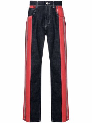 Wales Bonner panelled straight jeans - Blue