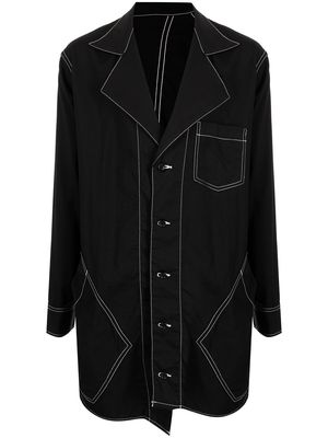 sulvam contrast stitching oversized shirt jacket - Black