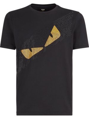 Fendi crystal detail Bag Bugs motif T-shirt - Black