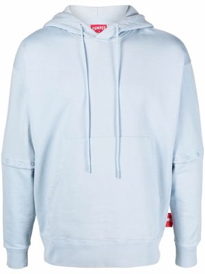 Camper logo-patch drawstring hoodie - Blue