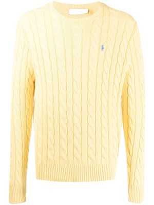 Polo Ralph Lauren embroidered-logo cable-knit jumper - Yellow