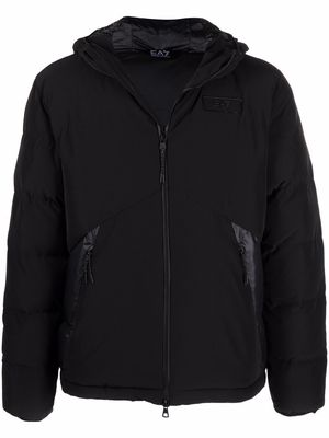 Ea7 Emporio Armani zip-up hooded jacket - Black