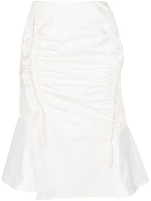 tout a coup asymmetric ruched skirt - White