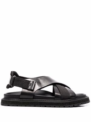 Premiata crossover-strap leather sandals - Black