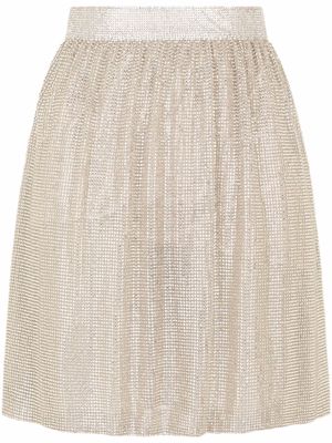 Dolce & Gabbana crystal-embellished mini skirt - Neutrals