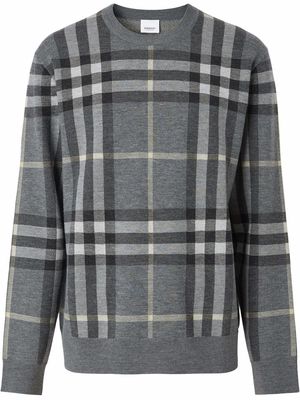 Burberry check-pattern wool-silk jumper - Grey