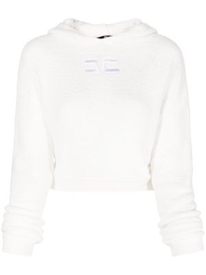 Elisabetta Franchi embroidered-logo pullover hoodie - White