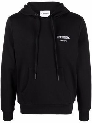 Iceberg logo-embroidered hoodie - Black