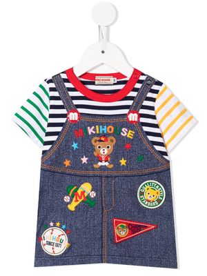 Miki House dungaree-style T-shirt - Blue