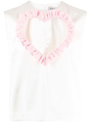 Ashley Williams Love Me cut-out heart top - White