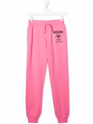 Moschino Kids logo-print cotton track pants - Pink