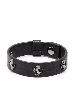 Ferrari leather logo-stud bracelet - Black