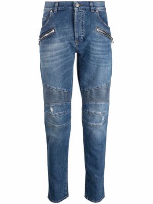 Balmain panelled straight-leg jeans - Blue