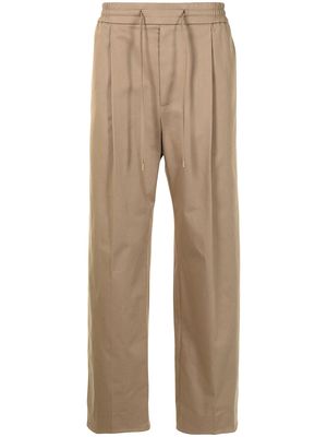 Juun.J box-pleat straight-leg trousers - Brown