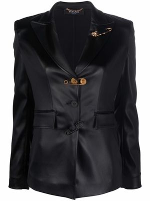 Versace safety-pin detail blazer jacket - Black