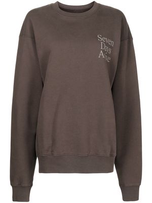7 DAYS Active logo-print crew neck sweatshirt - Brown