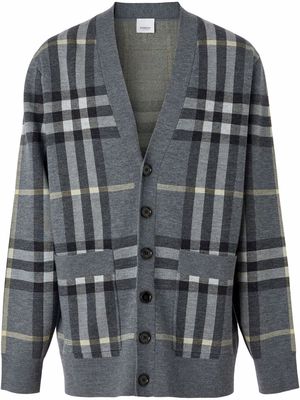 Burberry check-pattern wool-silk cardigan - Grey