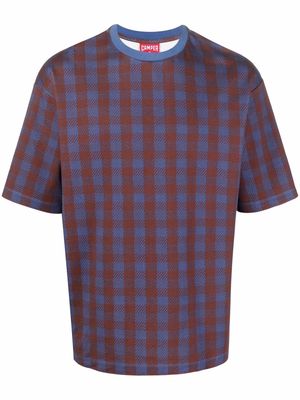 Camper check-print T-shirt - Blue