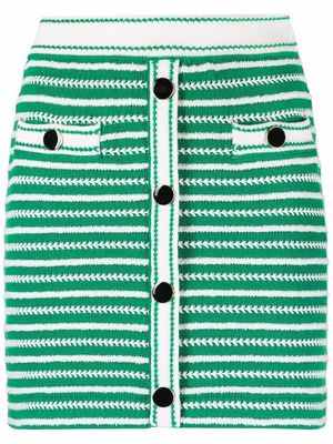 Self-Portrait striped knitted miniskirt - Green