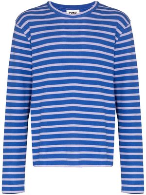 YMC striped waffle-knit sweatshirt - Blue