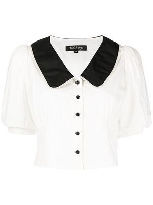tout a coup cropped oversize-collar shirt - White