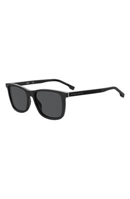 BOSS 55mm Polarized Rectangle Sunglasses in Black