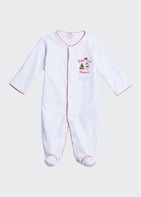 Kid's Baby's First Christmas Embroidered Footie Pajamas, Size Newborn-9M