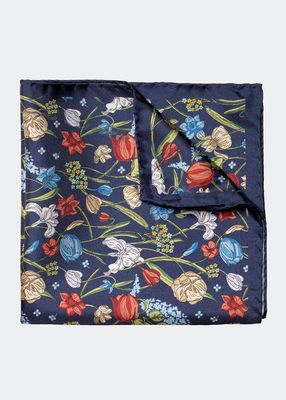Men's Floral Silk Pocket Square