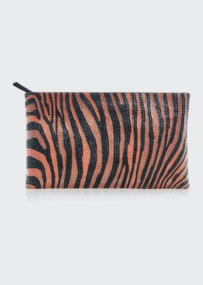 Tiger Crystal Zip Clutch Bag