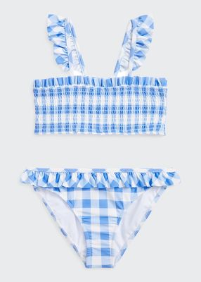 Girl's Gingham Two-Piece Swimsuit, Size 5-6X