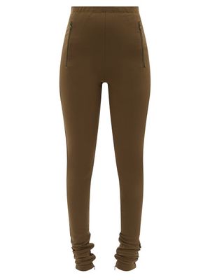 Wardrobe. nyc - Zip-pocket High-waisted Jersey Leggings - Womens - Khaki